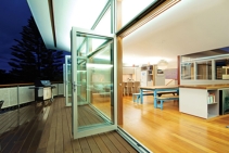 	Bottom Rolling Bi-Fold Doors by Vista Windows	