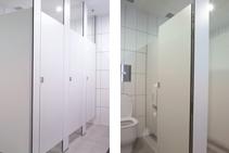 	Toilet Cubicle Partitions Laminate Board by Flush Partitions	