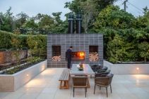 	Outdoor Fireplace Kitchen by Cheminees Chazelles	