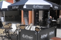 	Custom Printed Barriers for Alfresco Dining by Instant Shade Umbrellas	