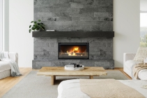 	Minimalist Inbuilt Wood Fireplace by Cheminees Chazelles	