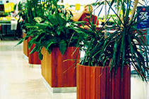 Timber Slat Public Area Plant Pots & Seating by DOSmith