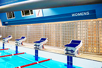 Glass Block Shower Screens for Public Pool by Obeco Glass Blocks