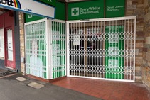 Retractable Stylish Security Doors for Pharmacy Shopfronts