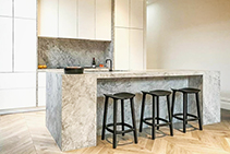 Classic Honed White Marble Kitchens by WK Quantum Quartz