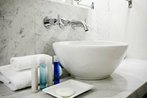 Gioia Venatino Carrara Marble Hotel Bathroom by RMS Marble