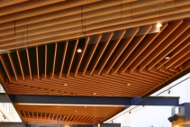 	Geometric Beams and Ceiling Designs for Sports Bar by SUPAWOOD	