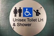 Ambulant Toilet Signs with Tactile Text and Symbols by Hillmont Braille Signs