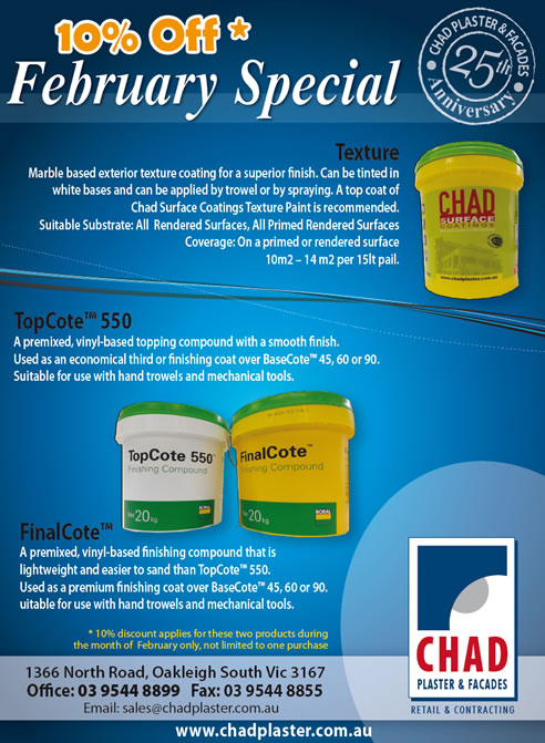 chad plaster finishing compounds february special