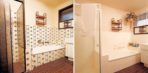 before and after re-enamelling bathroom