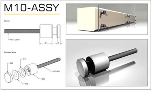 m10-assy stand-off fitting for glass