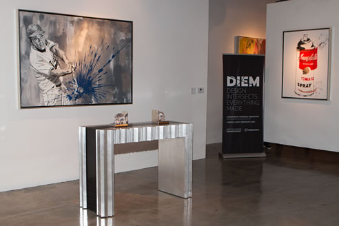 accordion console table made with caesarstone