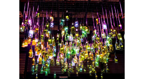 suspended wine bottle led lighting