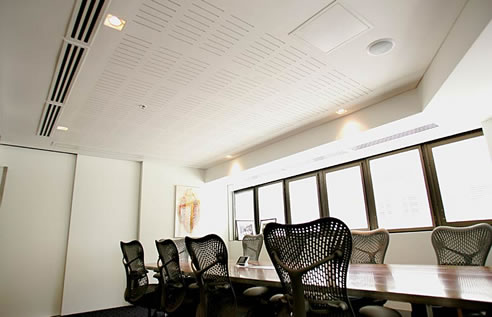 plasterboard acoustic ceiling in boardroom