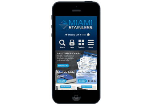 miami stainless website on mobile device