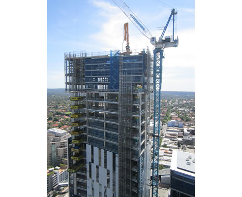 retractable loading decks on high rise construction