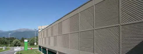 moulded concrete panels on building facade