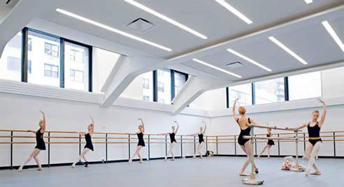 recessed led lighting in dance studio