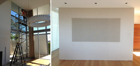 window film installation and sun faded wall