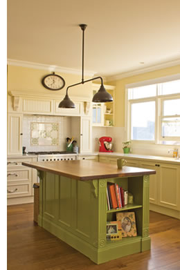 kitchen with wooden floor and bench