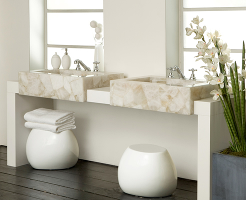 white quartz basins
