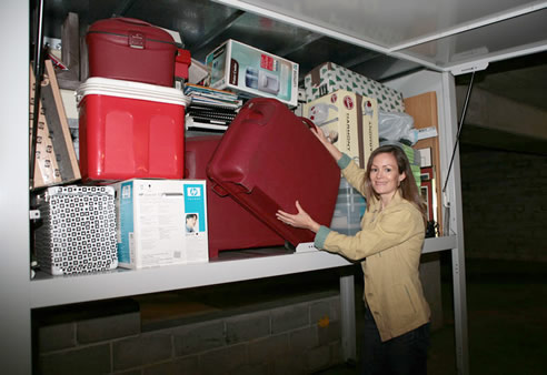 storage cabinet sits over car bonnet