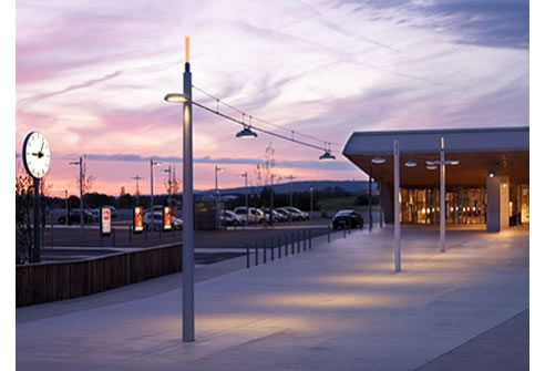 led catenary luminaires at railway station