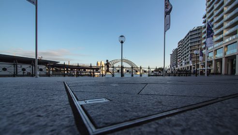 paver infill access cover stainless edge