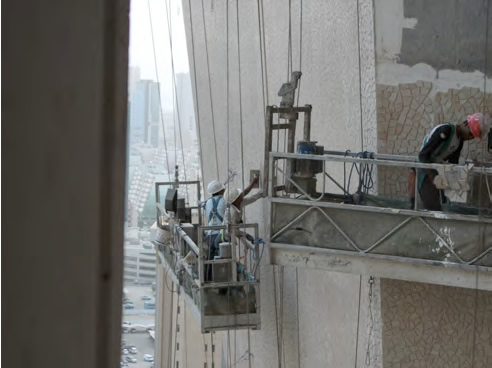 tile facade installation