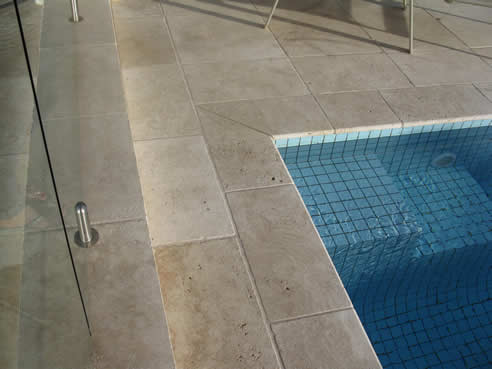 travertine pool coping