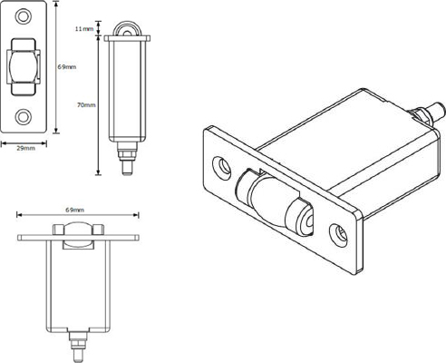 Fire rated roller latch from Pyropanel