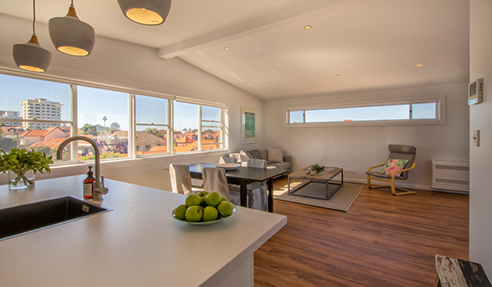 Manly Top Floor Apartment Attic Conversion: Living Area