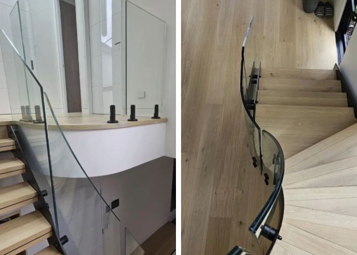 Curved Glass Balustrades for Staircases by Bent & Curved Glass