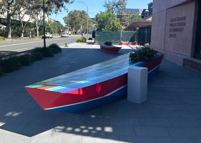 Boat Shaped Concrete Seats by Bespoke Formwork