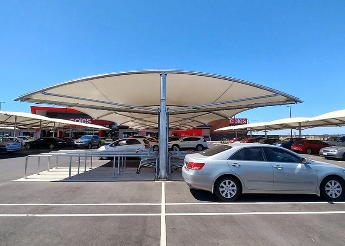Double Bay Carpark Shade Structures for Retail Sites by MakMax Australia