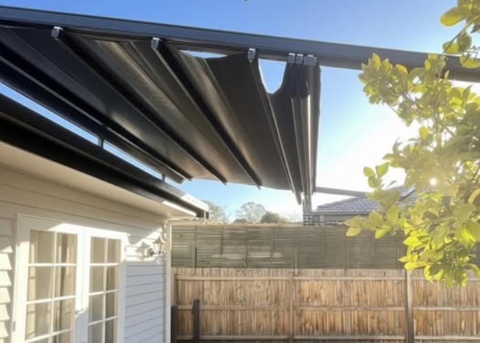 Pleated Retractable Roof System for Homes by Undercover Blinds