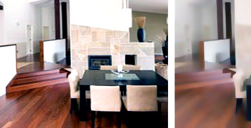 The De Rooy home - natural materials such as timber and sandstone create a clean, modern look.
