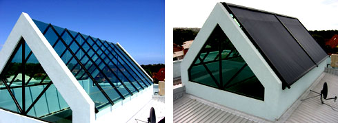 Before &. after an Issey sun shade solution.