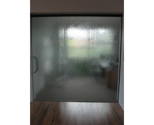 slumped glass sliding door