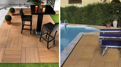 modular porcelain tile around pool and outdoor table