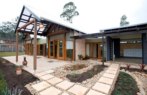 sustainable house built using timbercrete bricks
