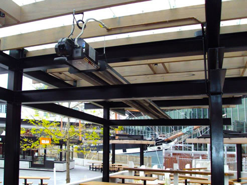 heatray tube radiant gas heater at south wharf melbourne