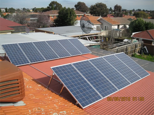 solar panels on roof