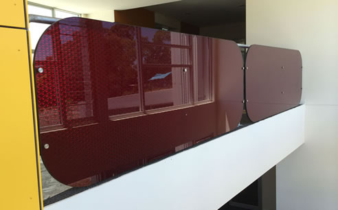 red balustrade panels at boronia college