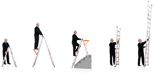 man on a multi-purpose ladder