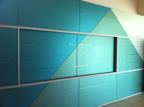 blue satin finish glass