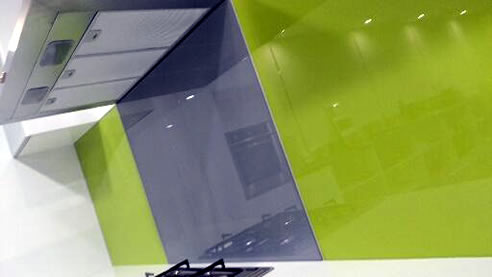 green acrylic splashback