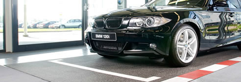 rubber floor in car showroom