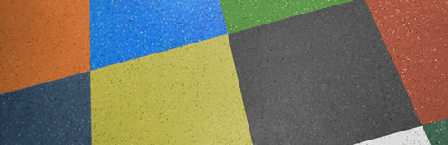 colourful modular rubber floor tiles