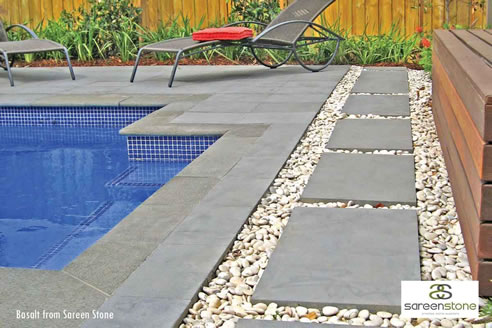 basalt pool coping and pavers